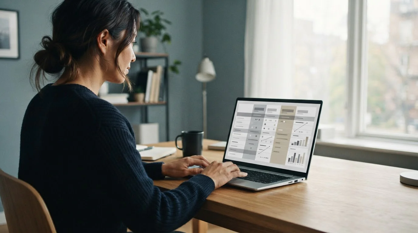 Person analysiert Vergleichstabelle verschiedener Wettanbieter mit Aircash auf Laptop-Bildschirm