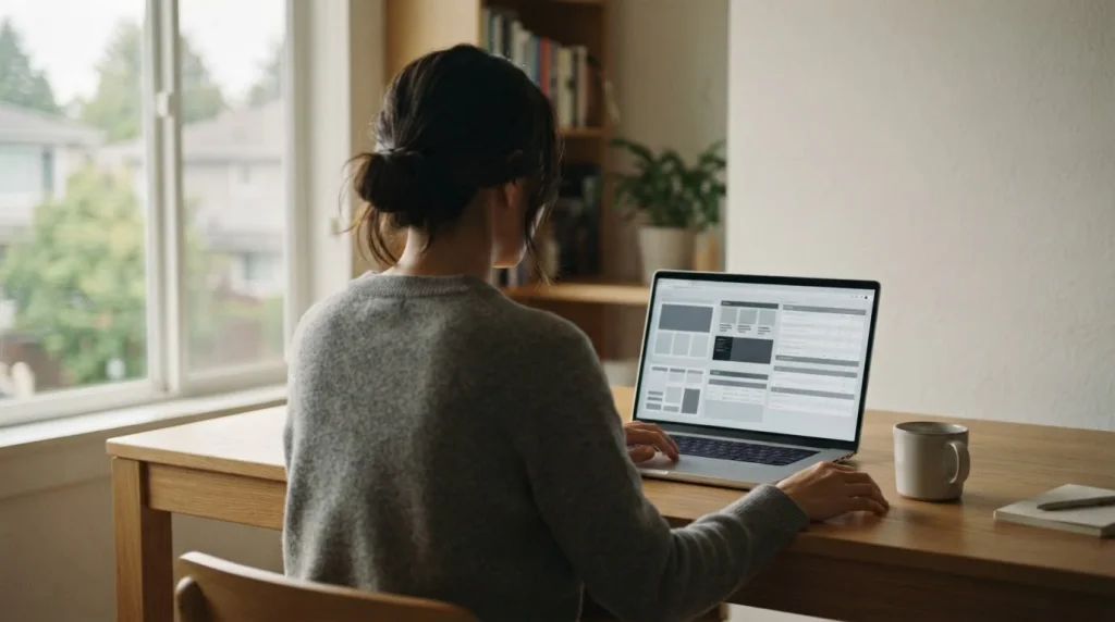 Person am Laptop vergleicht Wettanbieter mit Klarna-Zahlungsoption