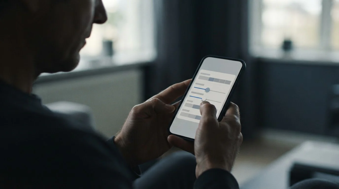 Person stellt Limit auf neutralem Smartphone-Interface ein