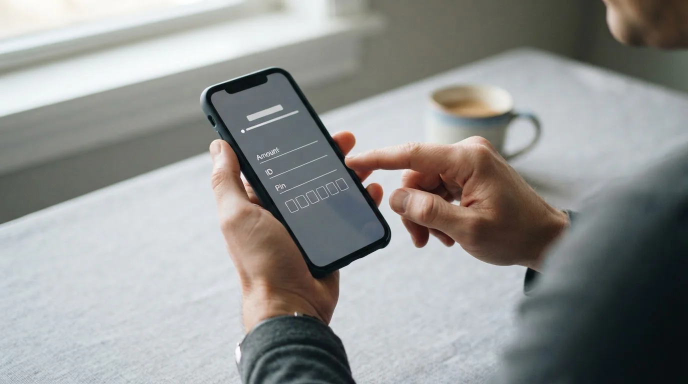 Prozess einer Online-Einzahlung mit digitaler Zahlungsmethode