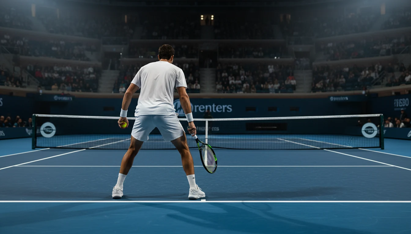 Entscheidender Moment beim Aufschlag im Tennismatch