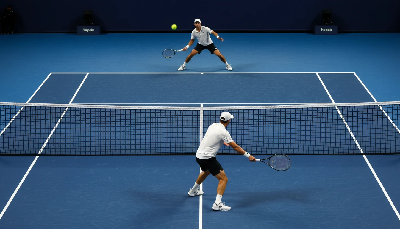 Tennisspieler dominiert Gegner mit klarem Satzgewinn