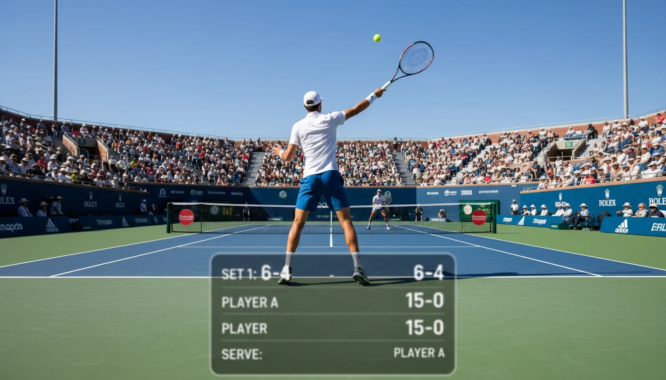 Tennisplatz mit Anzeige der wechselnden Wettquoten
