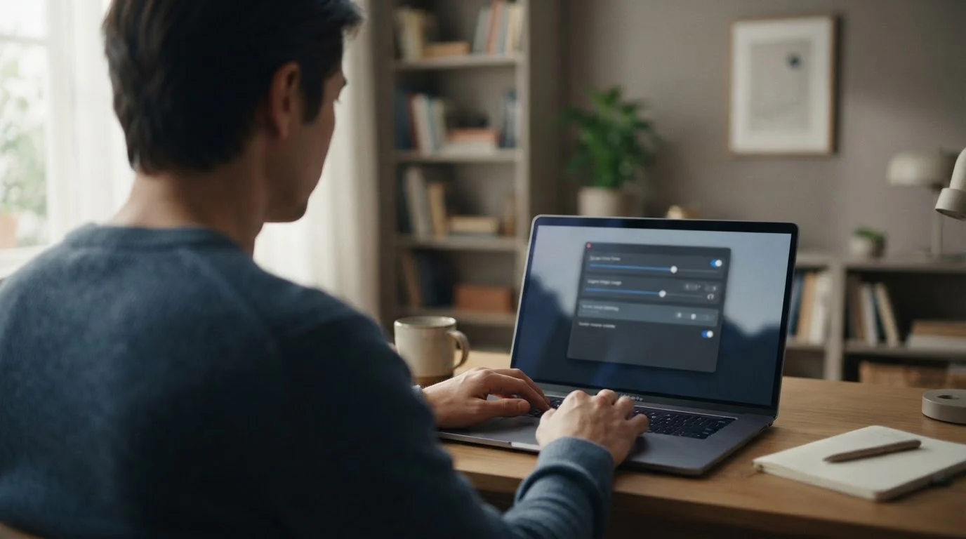 Person setzt Limits an einem Computer für verantwortungsvolles Spielen