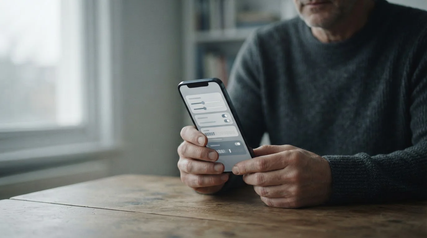 Person setzt Budget-Limits auf einem Smartphone in ruhiger Umgebung