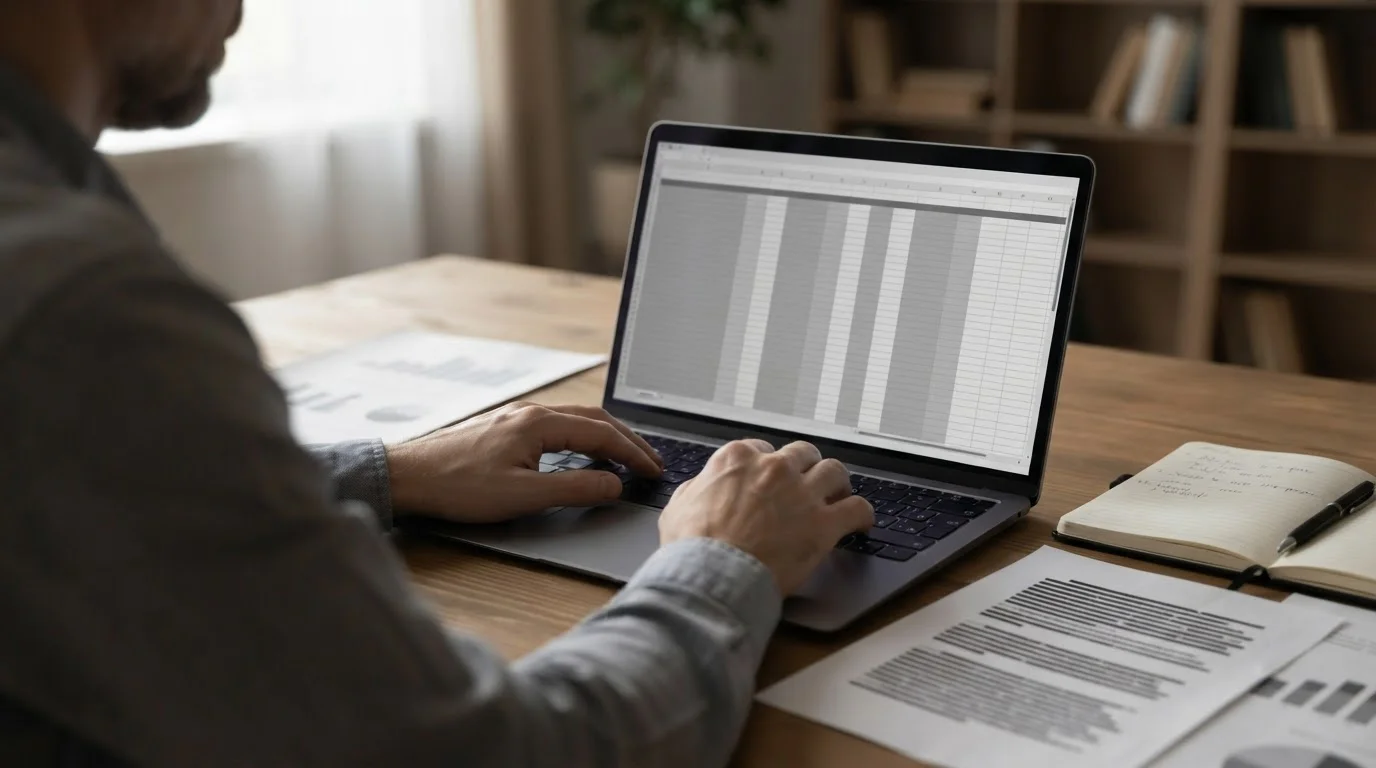 Arbeitsplatz mit Dokumenten und Laptop zur Analyse von Auszahlungsgeschwindigkeiten verschiedener Wettanbieter