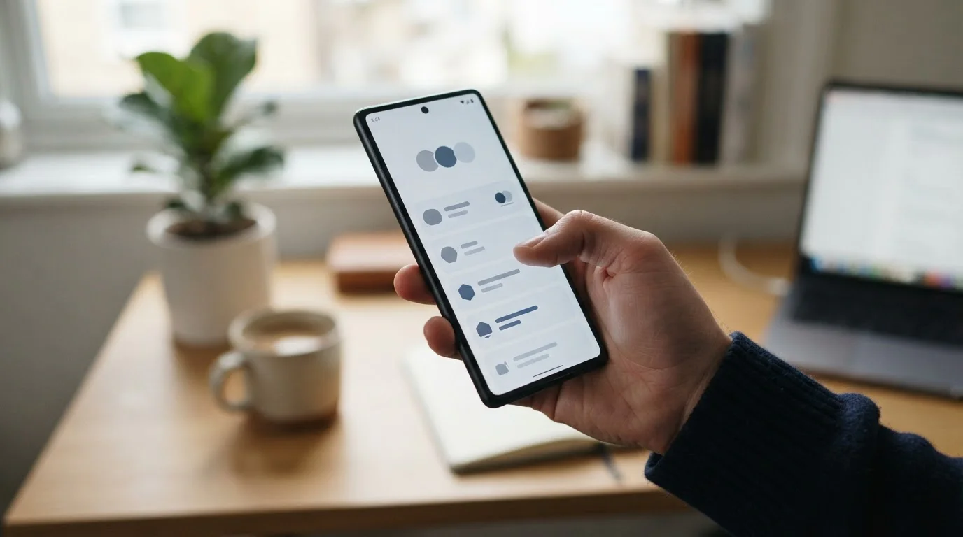 Smartphone zeigt abstrakte Zahlungsoptionen zur Illustration verschiedener Auszahlungsmethoden