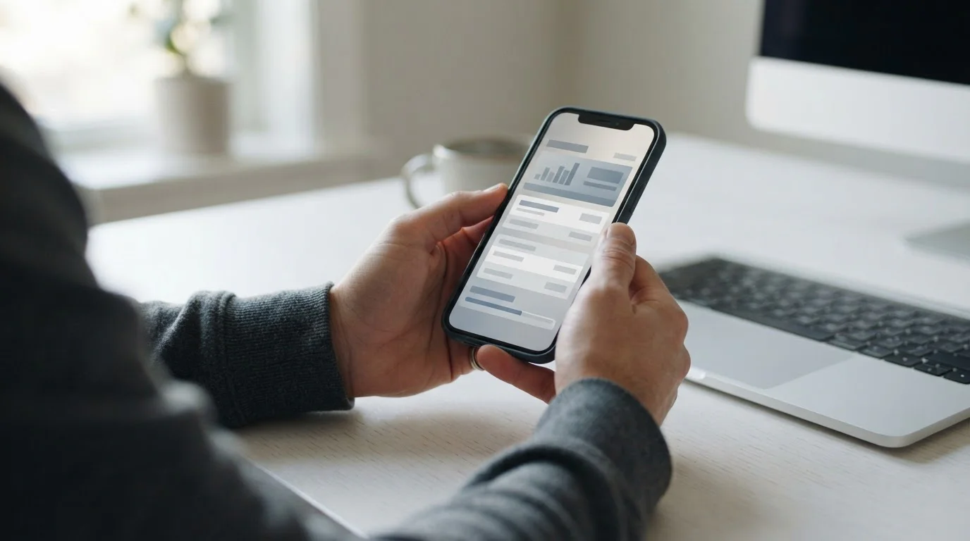 Person nutzt Smartphone für Online-Zahlung mit alternativen Zahlungsmethoden