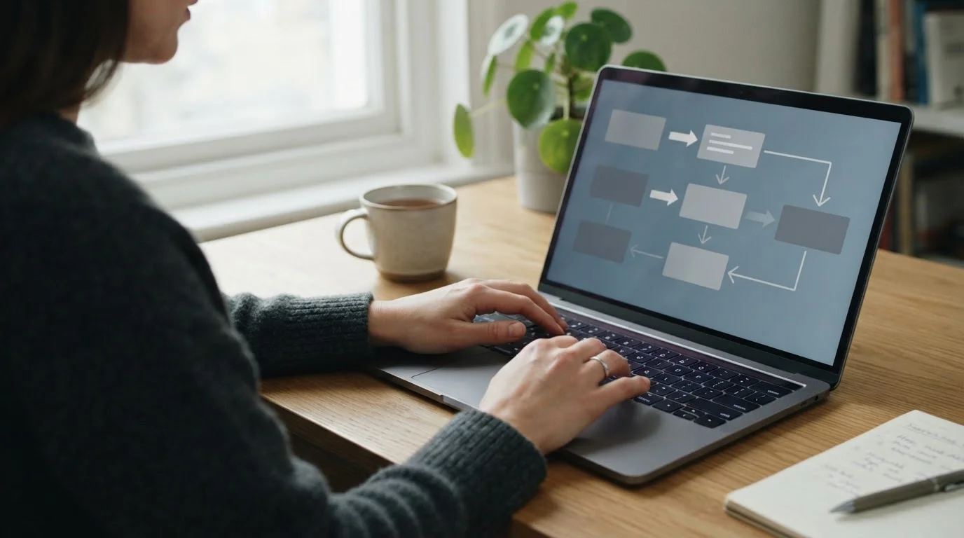 Hände über Laptop-Tastatur bei der Einrichtung einer Online-Zahlung